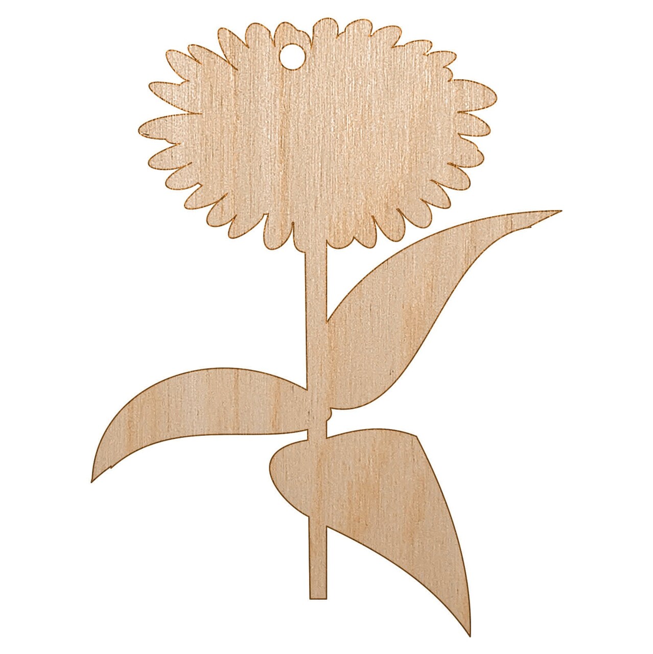 Zinnia Flower Solid Unfinished Craft Wood Holiday Christmas Tree DIY Pre-Drilled Ornament